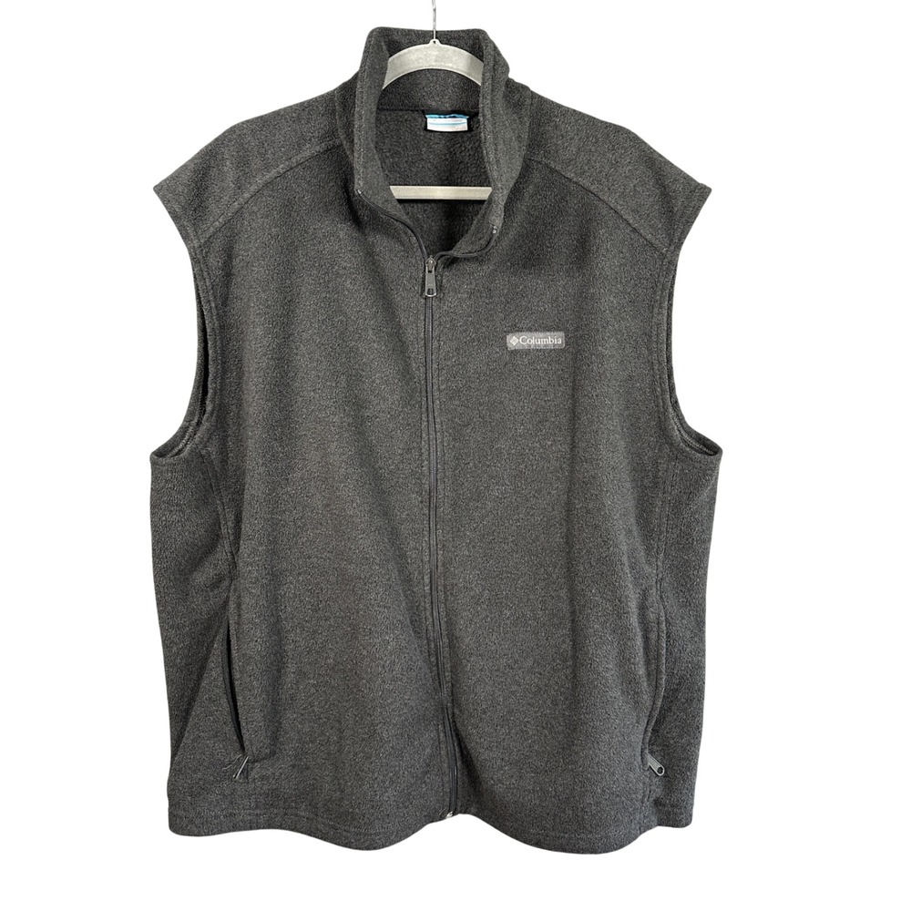 Columbia Fleece Vest Full Zip Sleeveless Outdoor‎ Gray XXL